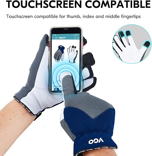 Miniatura 6 de Vgo - 1 par de guantes invernales de trabajo con forro térmico 3M Thinsulate impermeables y resistentes al frío (0 32 ) guantes de seguridad hechos