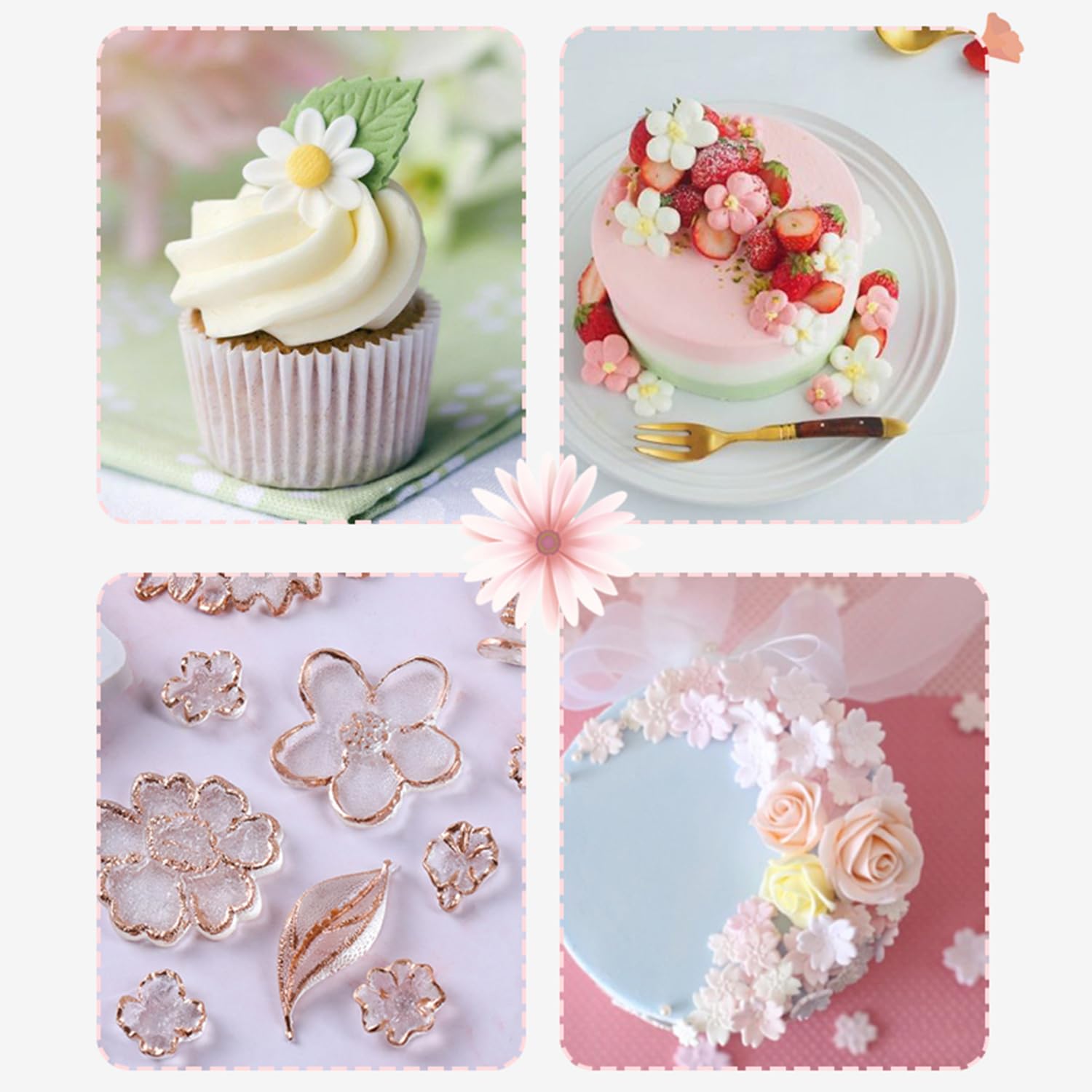 Juego de 10 moldes de silicona para fondant para el día de San Valentín, con forma de corazón, para labios, letras de amor, moldes de chocolate rosa para hornear, cupcakes, dulces, jabón