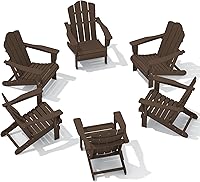 Vista 134 de KINGYES - Silla Adirondack plegable, sillas de patio de polietileno de alta densidad para todo tipo de clima, silla de césped con textura de madera
