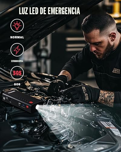 Miniatura 5 de GOOLOO Arrancador Auxiliar 3000A de Pico para Coche, Arrancador de Batería de 12V SuperSafe de Litio, Paquete de Refuerzo de Batería, Cargador de