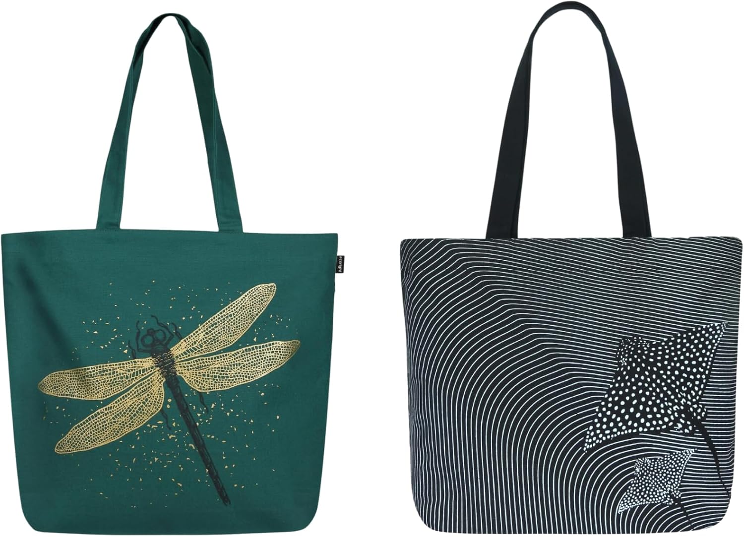 Ecoright Aesthetic Canvas Tote Bag for Women Large Zipper Tote Bags with Pocket, Womens Tote Bag for Yoga, Work, Beach