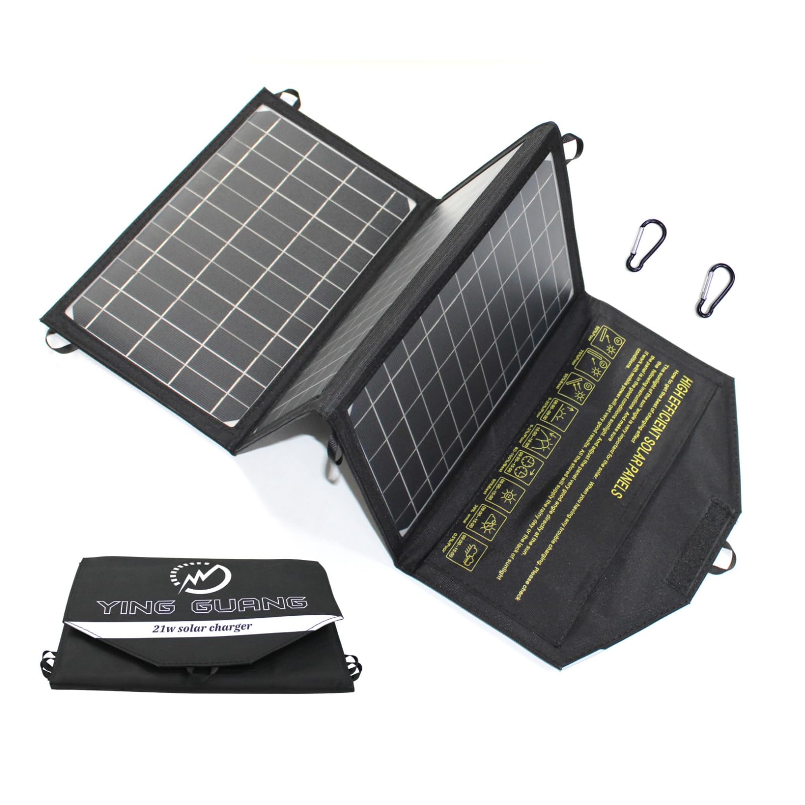 camping solar charger telefono 21W campismo panel solar portatil usb de 2 puertos USB Panel solar portátil impermeable para teléfonos móviles, tabletas y otros dispositivos digitales
