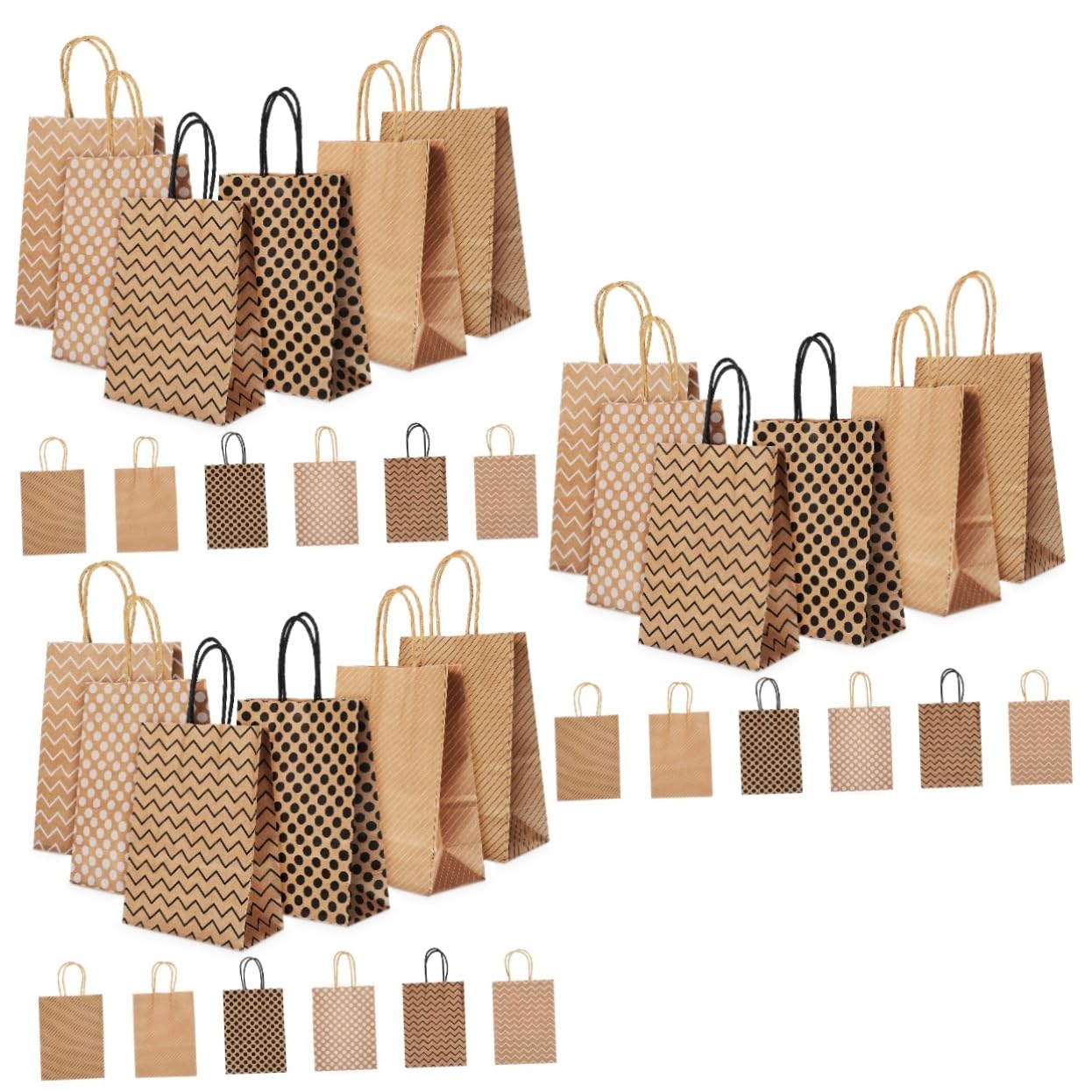 ARTIBETTER 3 Sätze Geschenkbeutel Aus Kraftpapier Griffe Groß Party Tasche Über Nacht Flache Papiertüten Verpackungstüten Aus Papier Papiertüte Mit Tragegriff 12 Stücke * 3