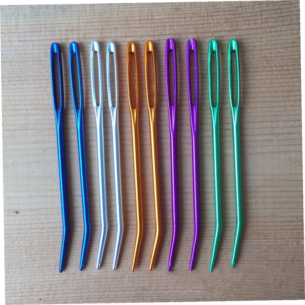 SOESFOUFU 12pcs Multi-Function Wear-Resistant Aluminum Yarn Darning Needles with Large Eyes for Household Sewing and Knitting Crafts Random Color