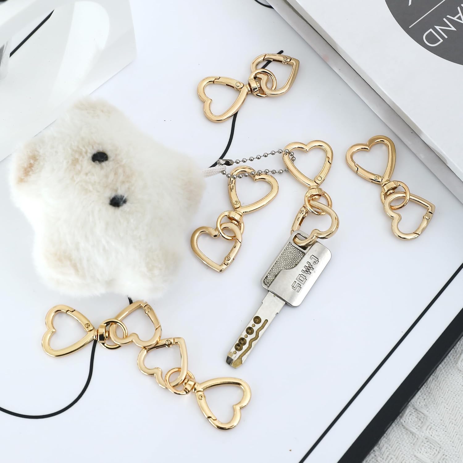 12 Pcs Heart Swivel Spring Clasps,Metal Spring Key Chain Hook Clasps,Clip Hanging Hooks for DIY Crafts Key Chains(Bright Gold) - Image 5