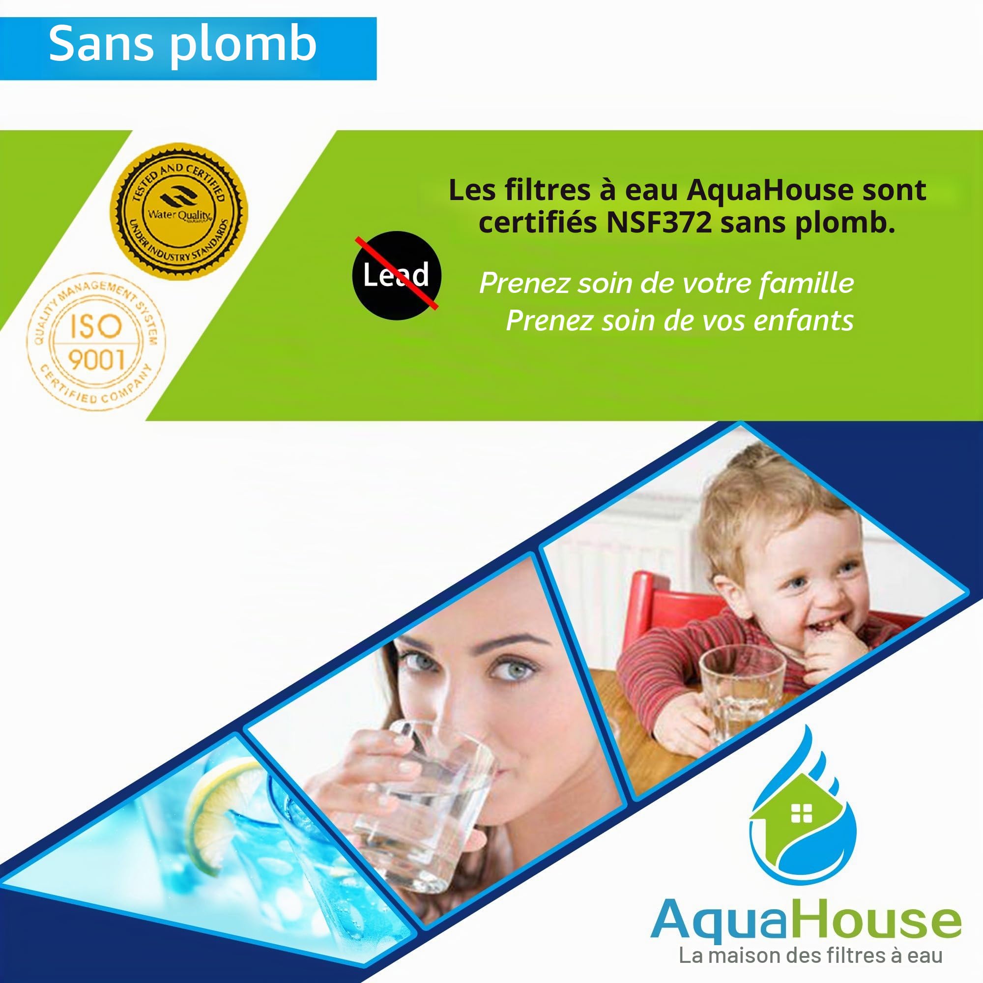 AquaHouse Filtre à eau pour réfrigérateur compatible avec Samsung LG Haier en utilisant uniquement des filtres externes (lot de 3)
