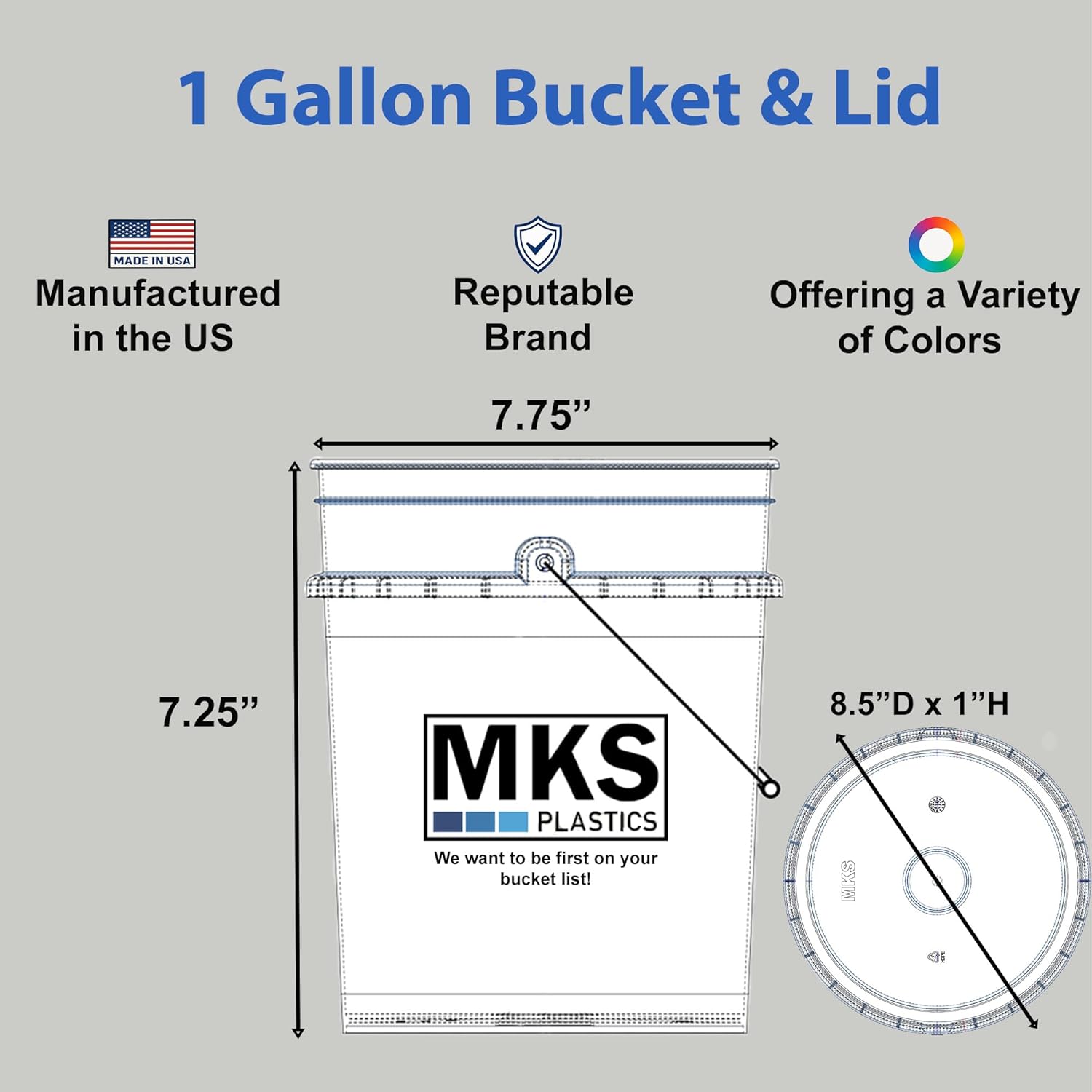 1-Gallon Bucket with Airtight Lid – Made in USA, Food Grade BPA Free Plastic, Heavy Duty Multi-Use, Metal Handle with Grip, Stackable Storage – Black, 1 Pack - Image 2