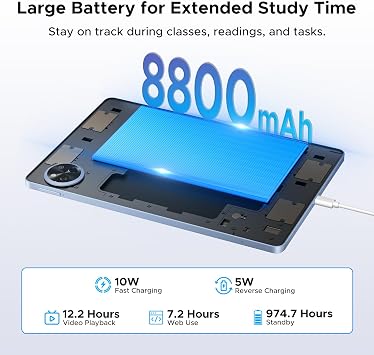 P11 Android 16 Tablet, 11 Inch Tablet with Gemini AI, 48GB RAM+128GB ROM/2 TF, 120Hz, T7250 Octa-Core, 8800mAh/18W, 13MP+5MP, Widevine L1, Face ID, GPS, FM, OTG, Tablet with Keyboard Pen