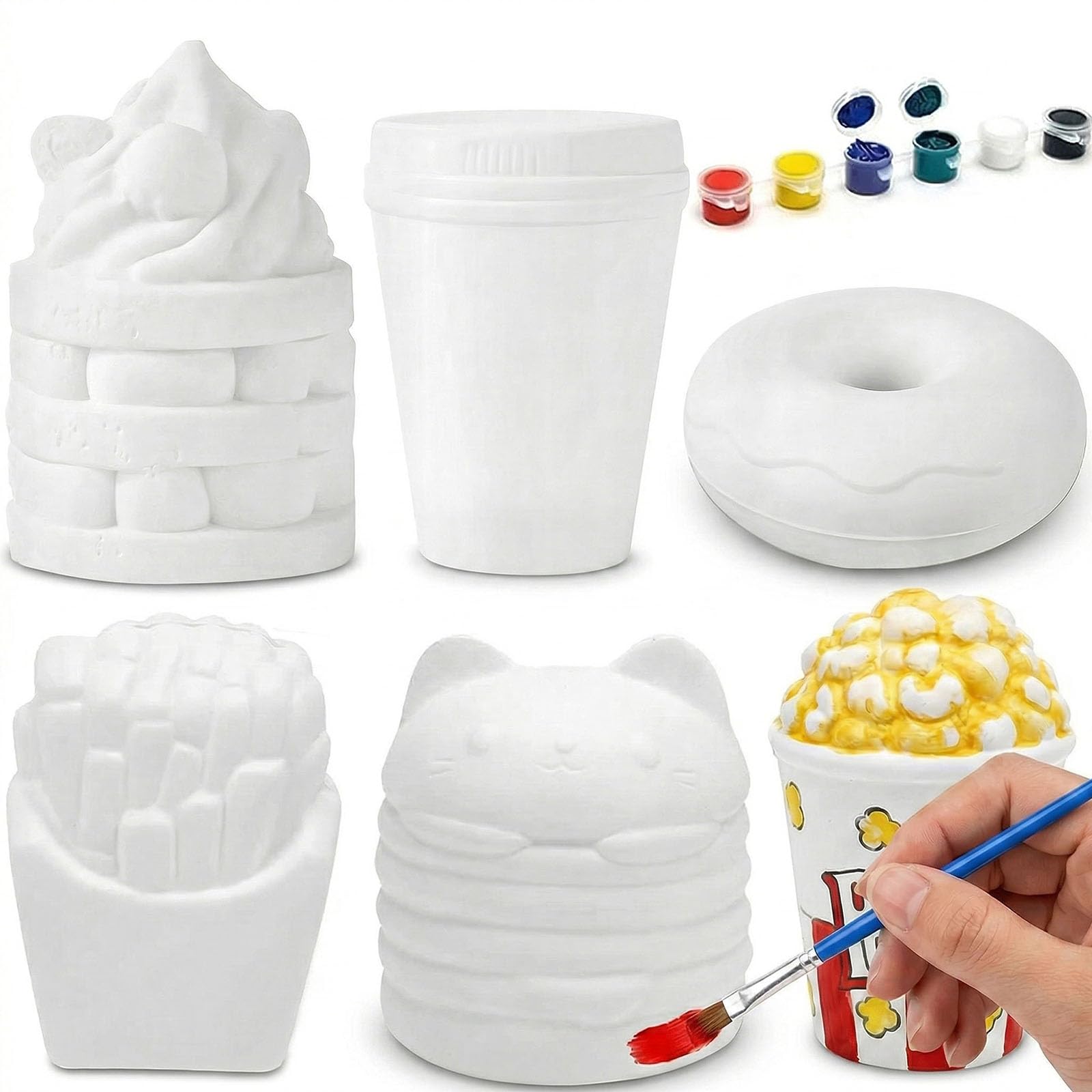 LovesTown Squeeze Toys, 6 PCS Food Paintable Squishies Make Your Own squishies DIY Painting Kit for Girls and Boys Christmas Gift Birthday Holiday