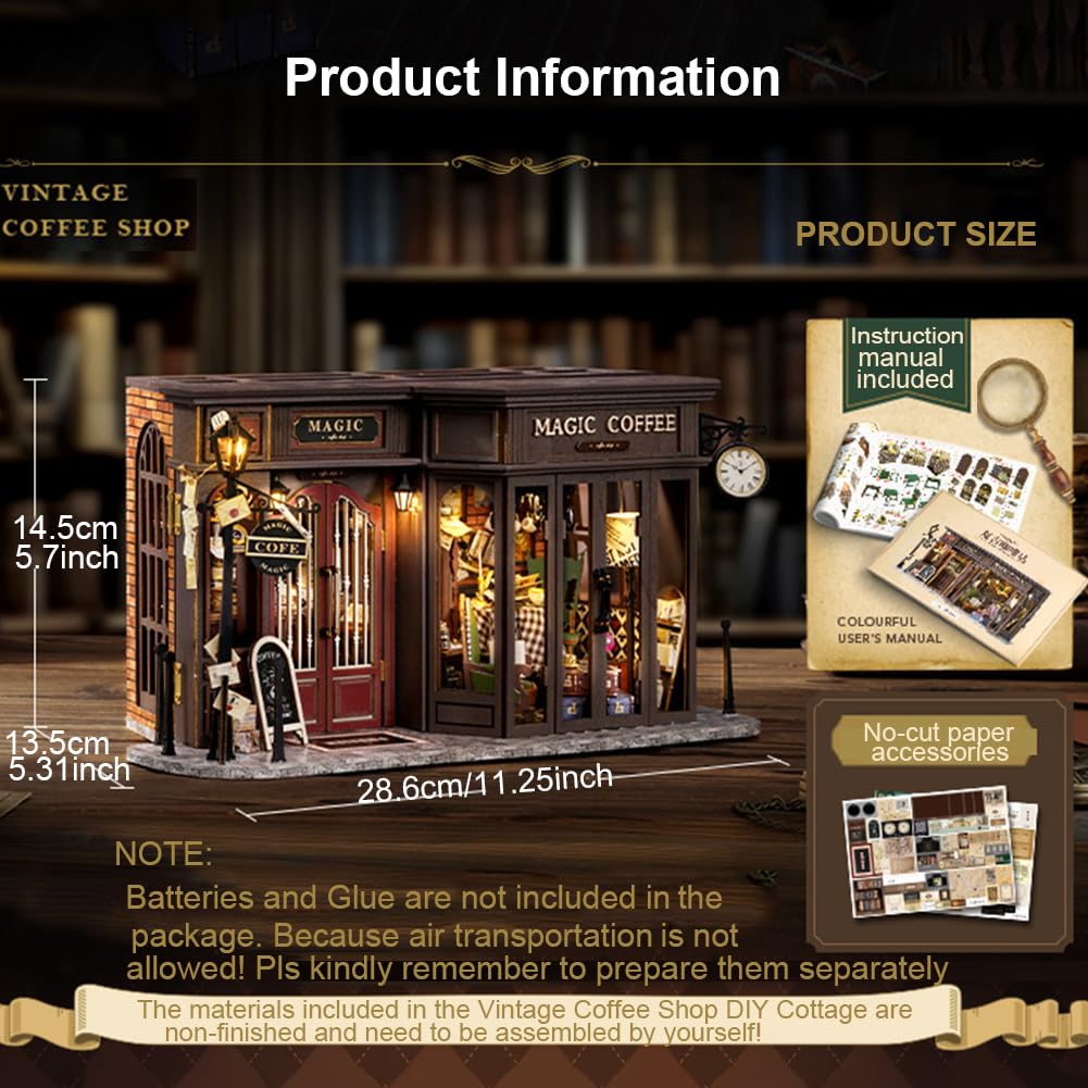 Amazon | Cjeuxnr ミニチュアヴィンテージコーヒーショップドール