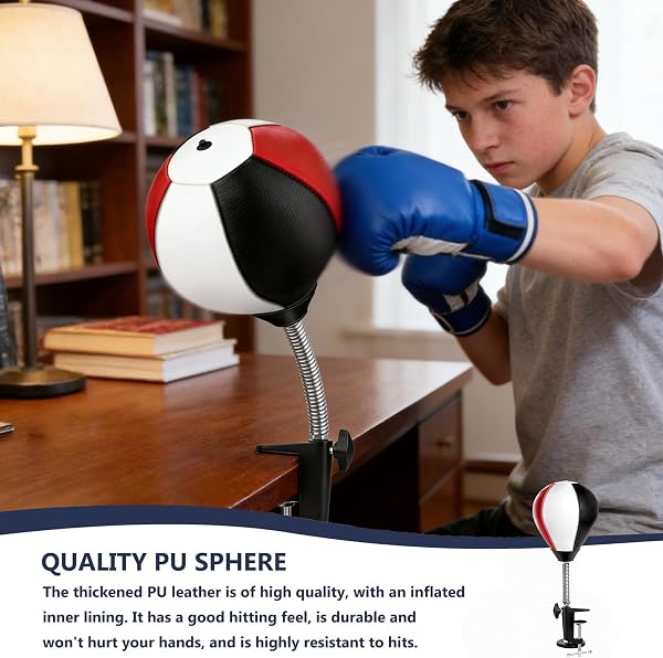 Punching ball - Tavolo con morsetto da tavolo, per adulti, mini sacco da boxe con pompa ad aria, per casa e scrivania, per alleviare lo stress - 3
