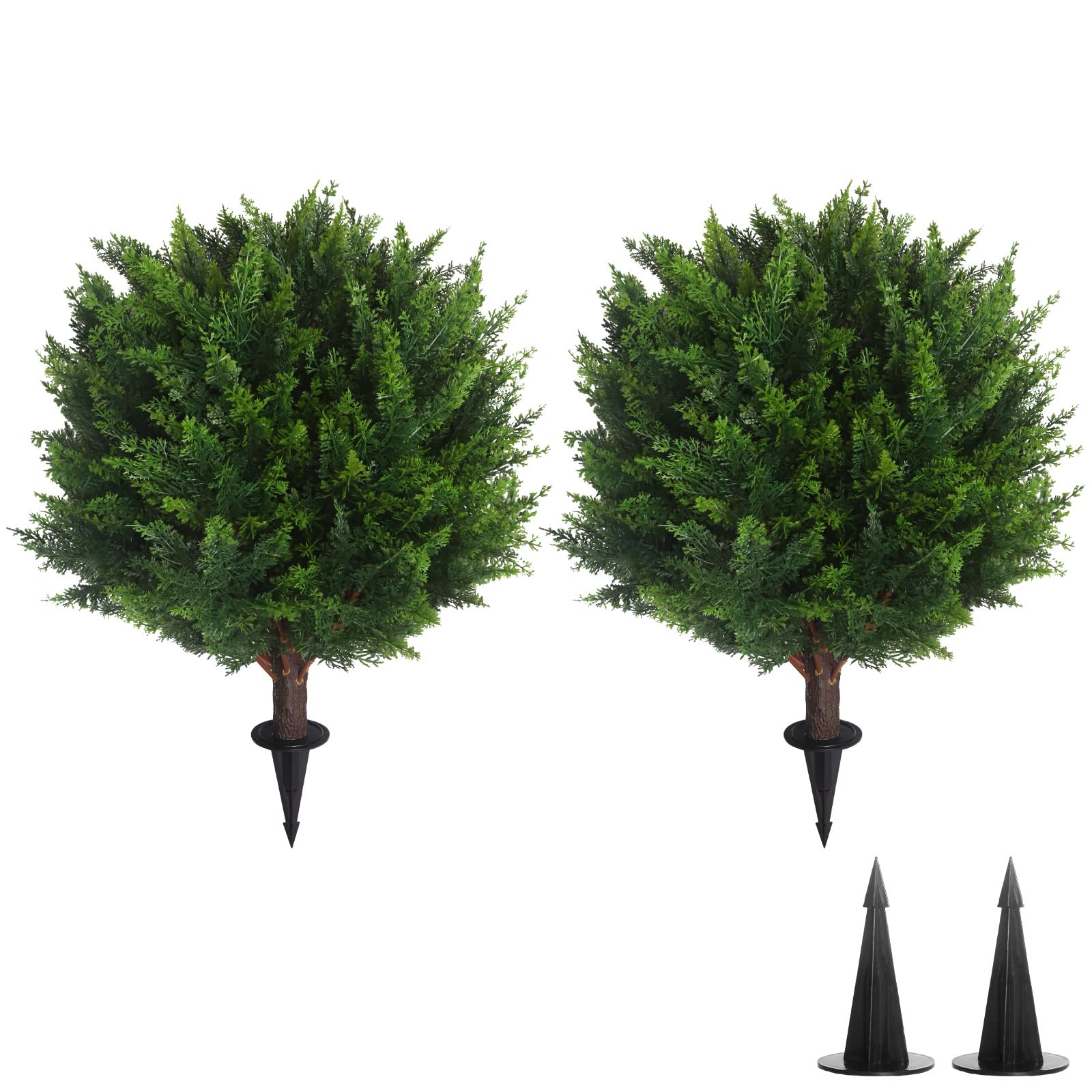 Amazon.com: 22''T Artificial Cedar Topiary Ball Tree 2 Pack