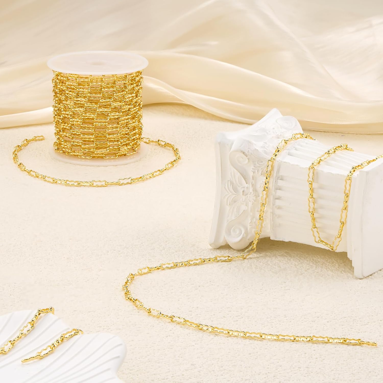 5 Meters Gold Plated Chain for Jewelry Making Stainless Steel Link Chains Bulk on Spool with Jump Rings Lobster Clasps