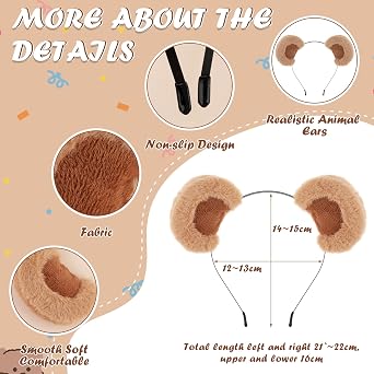Sibba Makeup Headband Movable Hairband Cute Headpieces Animal Ear Caps Soft Headwear Costumes Festival Hair Accessorie