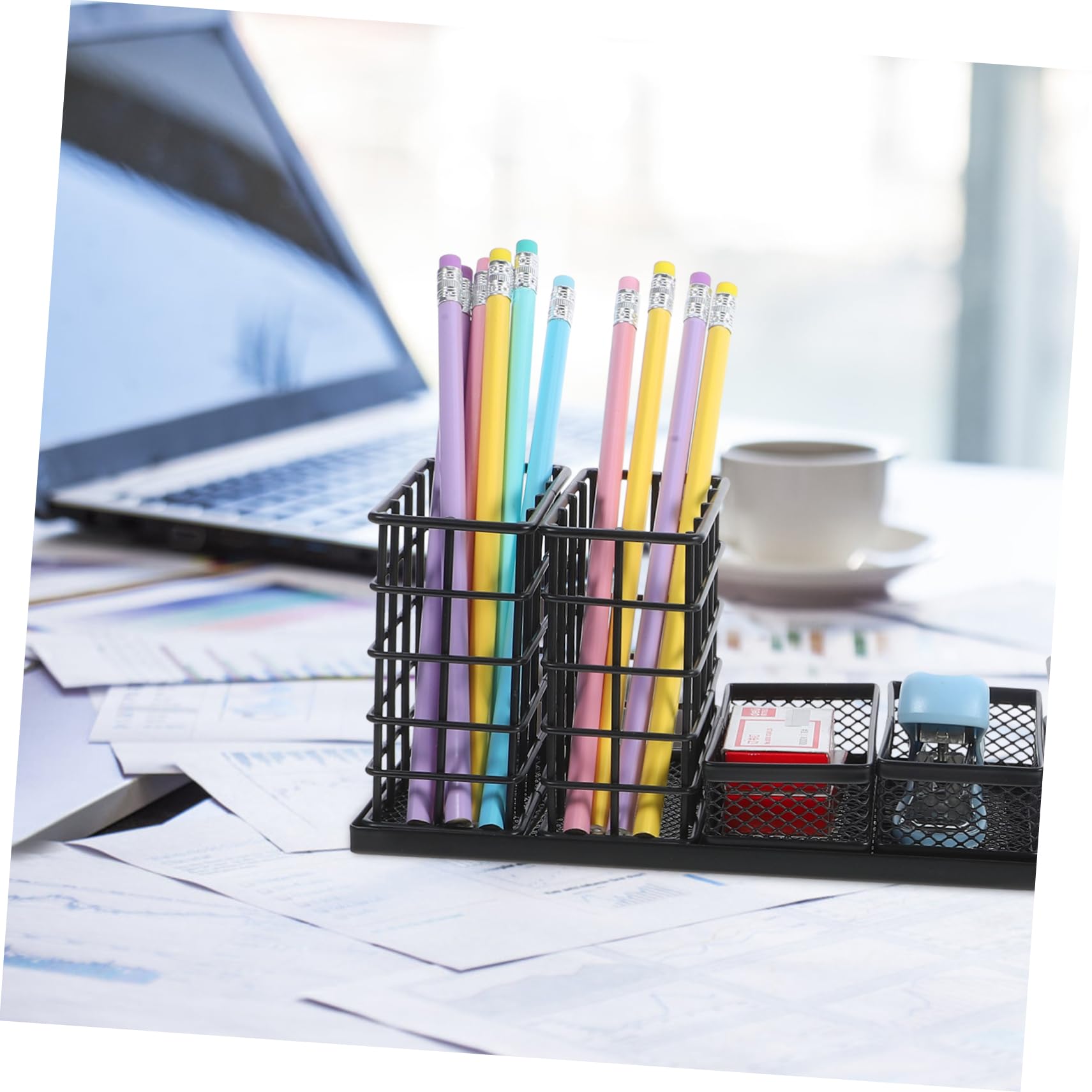 Organizer da Scrivania Metallo Nero Set Portaoggetti per Cosmetici Cancelleria e Prodotti per La Della Organizer Desktop Resistente per Ufficio e Casa