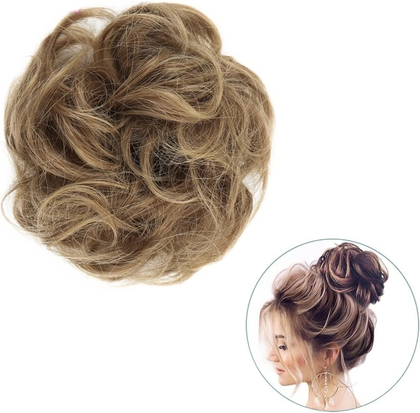 Hair bun 1PCS Around on Hair Pony Tail Hair Bun Hair Accessories for Women Synthetic Messy Curly Wavy Scrunchi