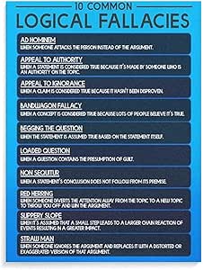 Amazon.com: VelfDuel Common Logical Fallacies Chart Knowledge Poster ...