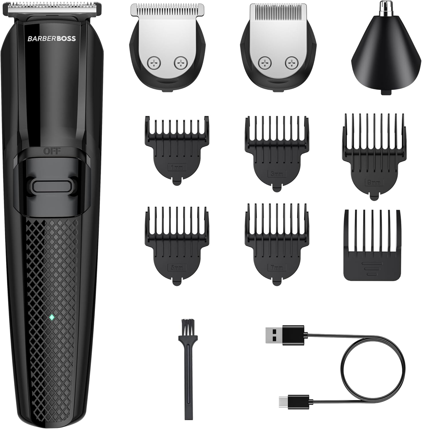 Barberboss Beard Trimmer for Men, Versatile Hair Trimmer for Precision Cuts, Comprehensive Grooming Set for Men, Smooth Hair and Beard Styling Tools, Cordless Haircut Set for Men