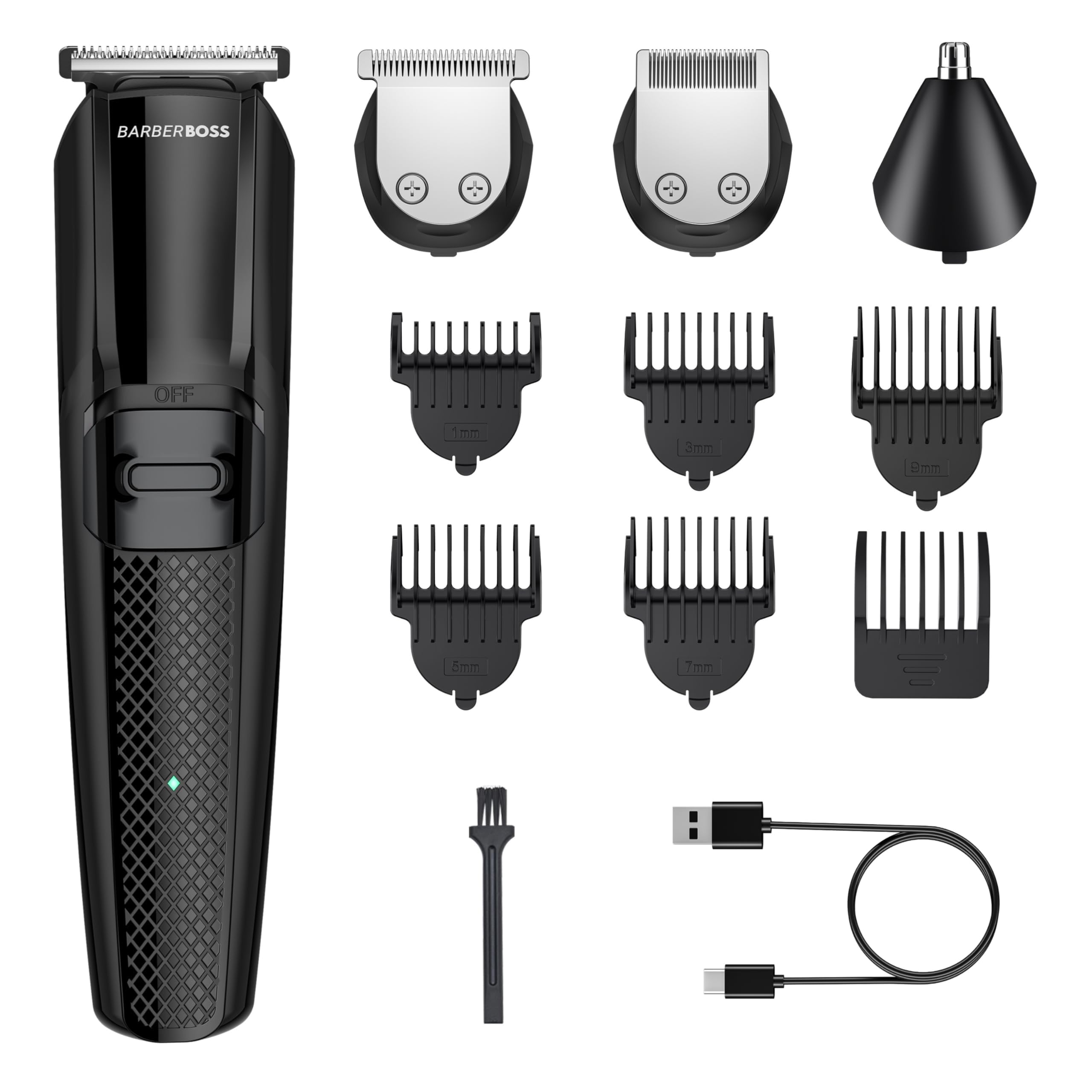 Barberboss Bartschneider Herren, Vielseitiger Haarschneidemaschine für Präzisionsschnitte, Umfassendes Pflegeset für Männer, glattes Haar und Bart-Styling-Werkzeug, kabelloses Herren-Haarschnitt-Set,