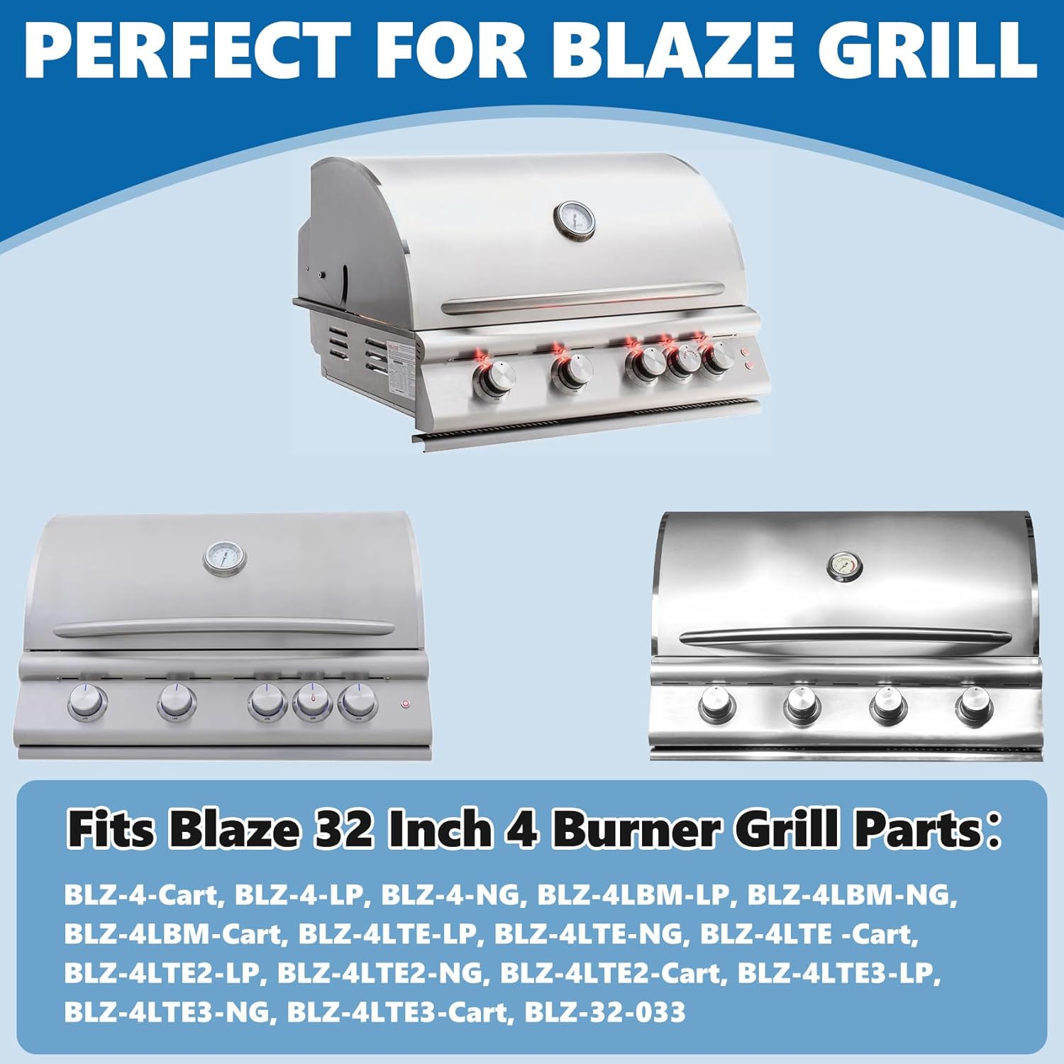 Warming Rack for Blaze 32 Inch 4 Burner Gas Grills, Grill Top Rack Warm Grate Shelf Accessory for BLZ-4 BLZ-4LTE2 BLZ-4LTE2-NG BLZ-4LTE2-LP, Blaze Premium BLZ-4LTE3-NG BLZ-4LTE3-LP, BLZ-32-033