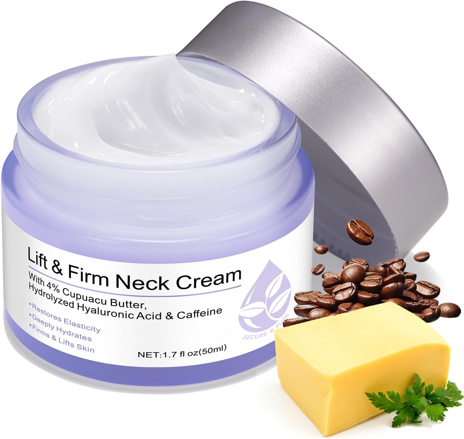 Neck Firming Cream with Peptides & Retinol, Anti-Aging Moisturiser for Sagging Skin, Wrinkles & Fine Lines - Best For Tightening Sagging Skin Sculpted Go Pure Neck Cream, Vegan & Cruelty-Free