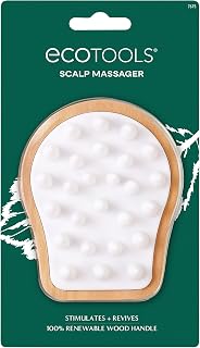 EcoTools Silicone Scalp Massager & Scrubber: Exfoliates, Stimulates Scalp for Healthier Hair, Reduces Build-Up, Eco-Friendly Cherrywood Handle
