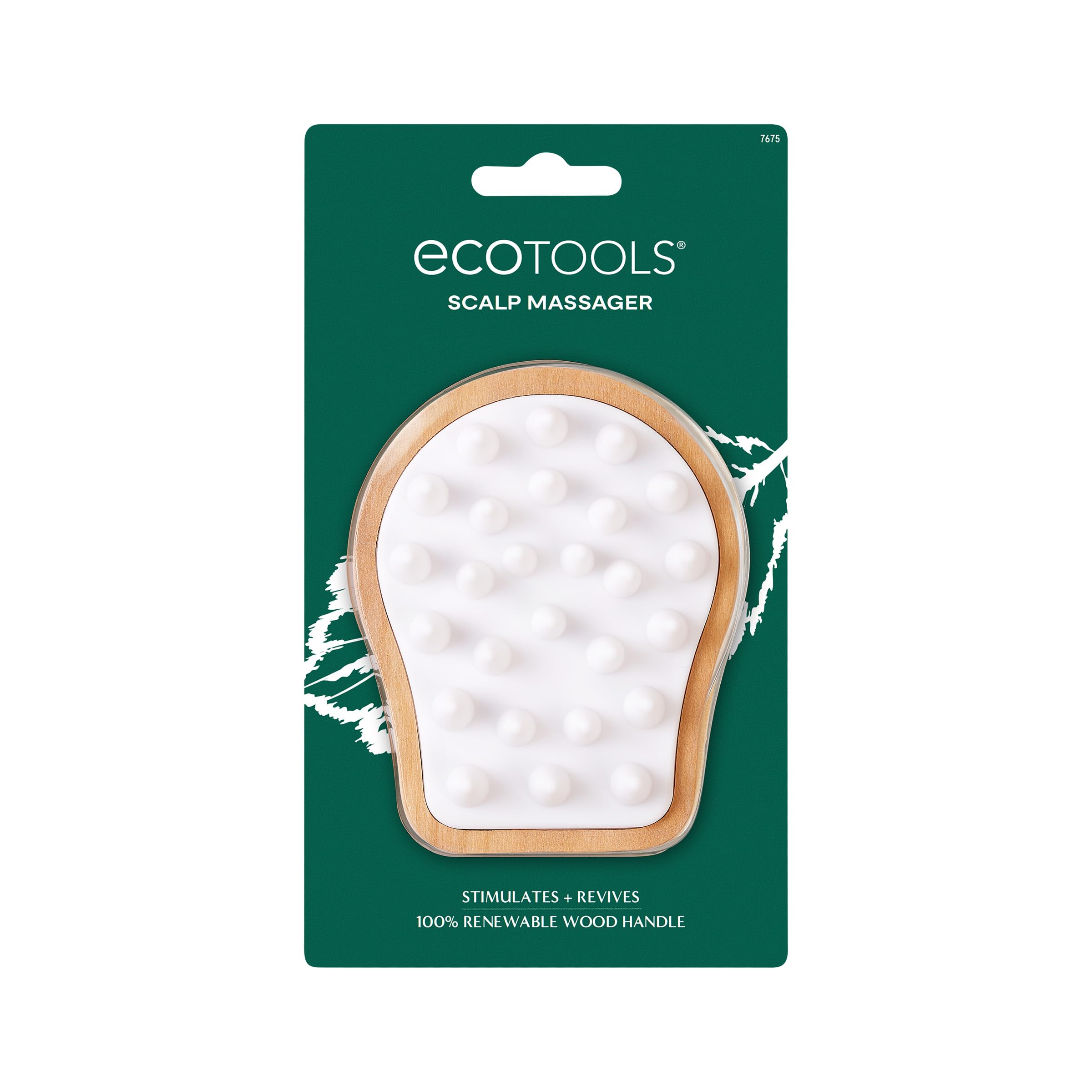 EcoTools Massaggiatore per cuoio capelluto stimolante, spazzola doccia, rimuove l'accumulo, setole in silicone morbide e manico in legno, massaggia delicatamente il cuoio capelluto