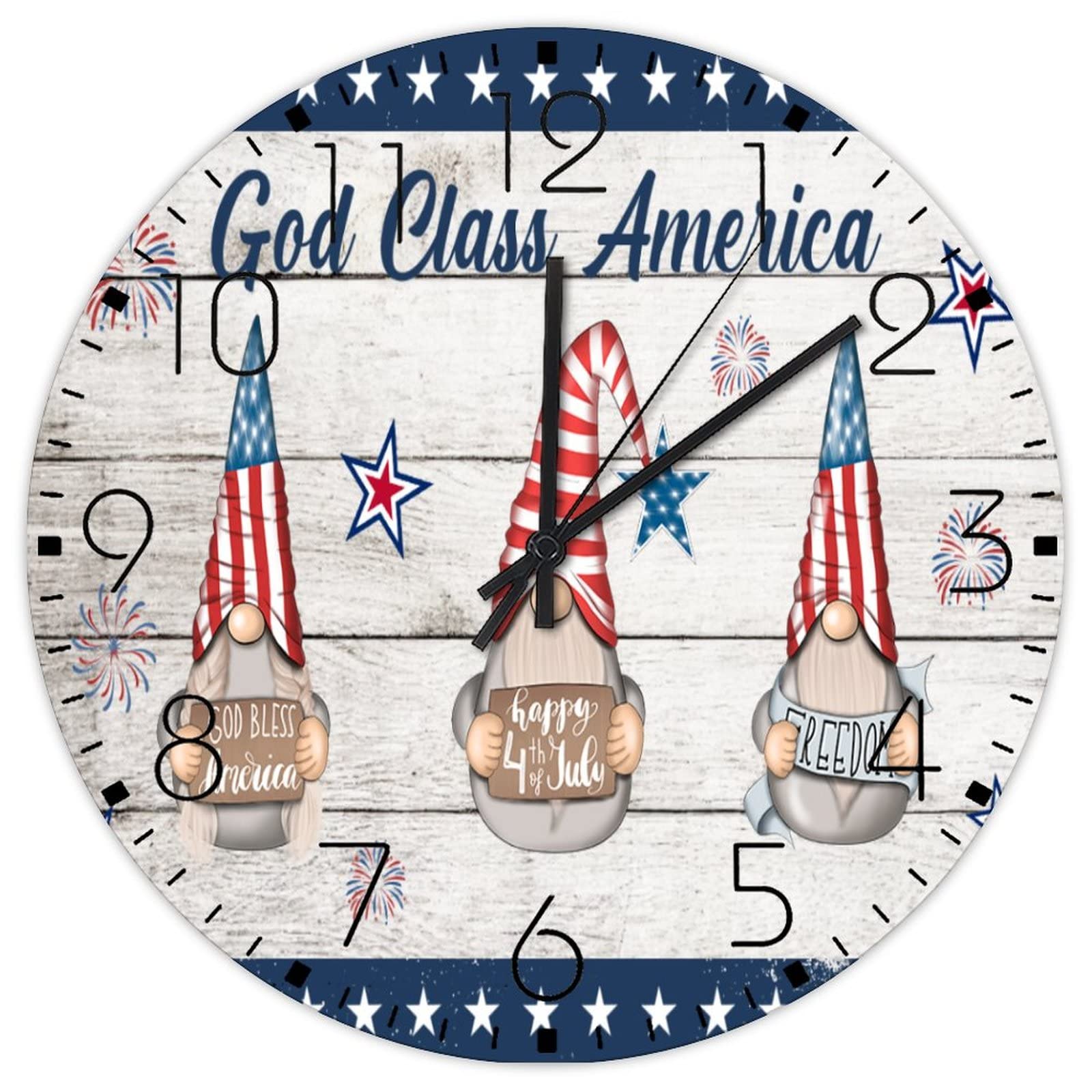 Horloge murale silencieuse pour salle de bain et toilettes au style vintage gnomes