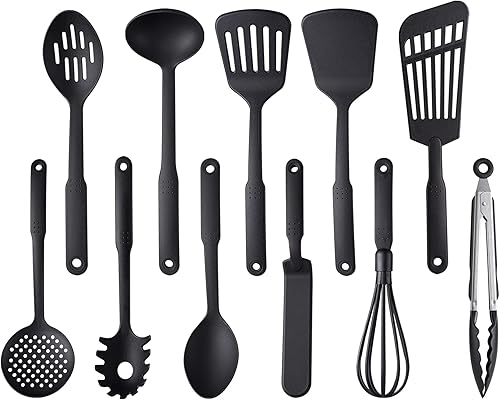 Juego de 11 utensilios de cocina, juego de utensilios de cocina antiadherentes de 410 F, resistentes al calor, accesorios de cocina, herramientas