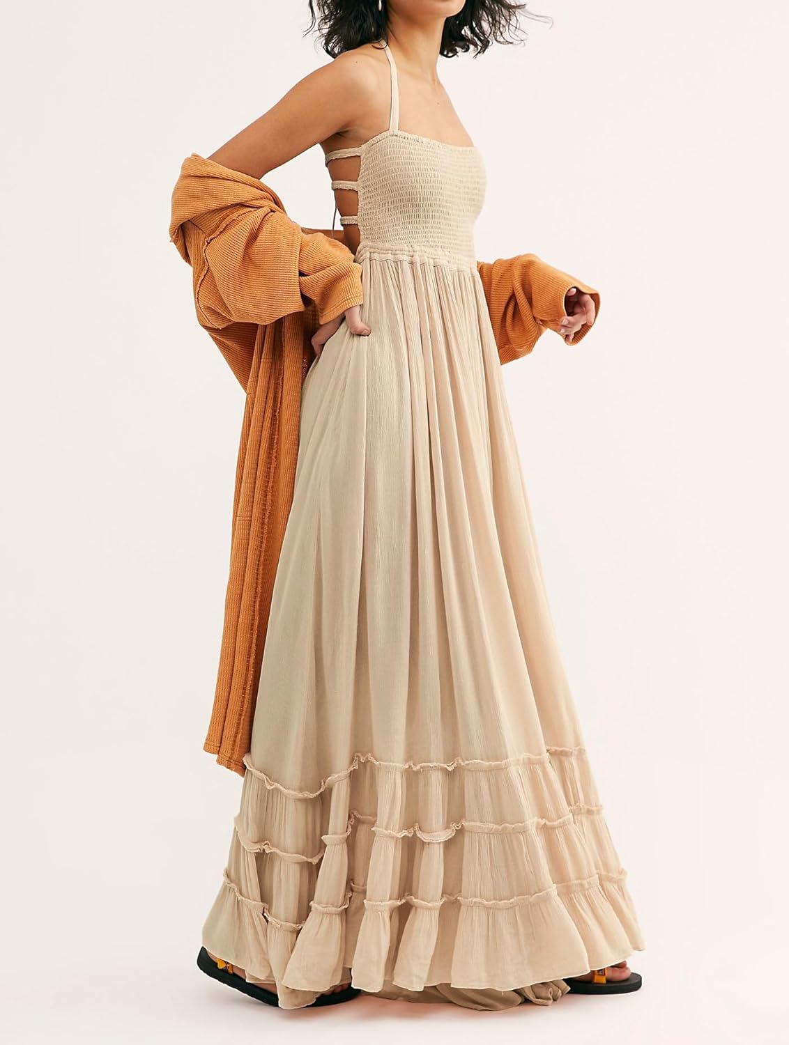 R.Vivimos Womens Summer Boho Sexy Backless Long Dresses - Image 3