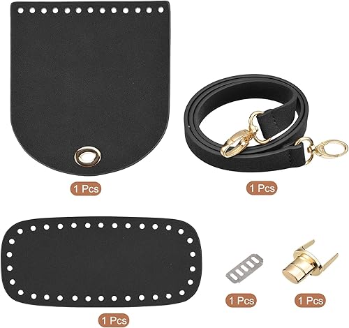 Miniatura 10 de uxcell Juego de 5 bolsas de cuero para hacer mochilas, kit de fabricación de bolsos de cuero con parte inferior de bolsa, correa para el hombro,