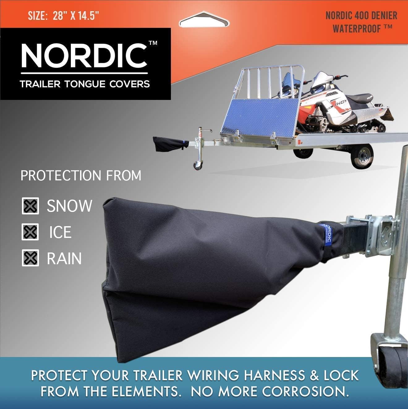 Boat Trailer Tongue Cover - 28" x 14" - Protection from Ice, Snow, Rain - Trailer Lock Cover