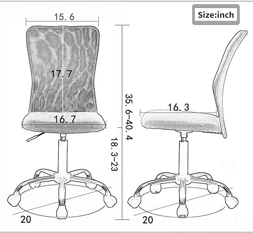 Miniatura 2 de Silla de escritorio ergonómica con respaldo medio, silla de oficina, para oficina en casa, silla de oficina moderna, sin apoya brazos, silla