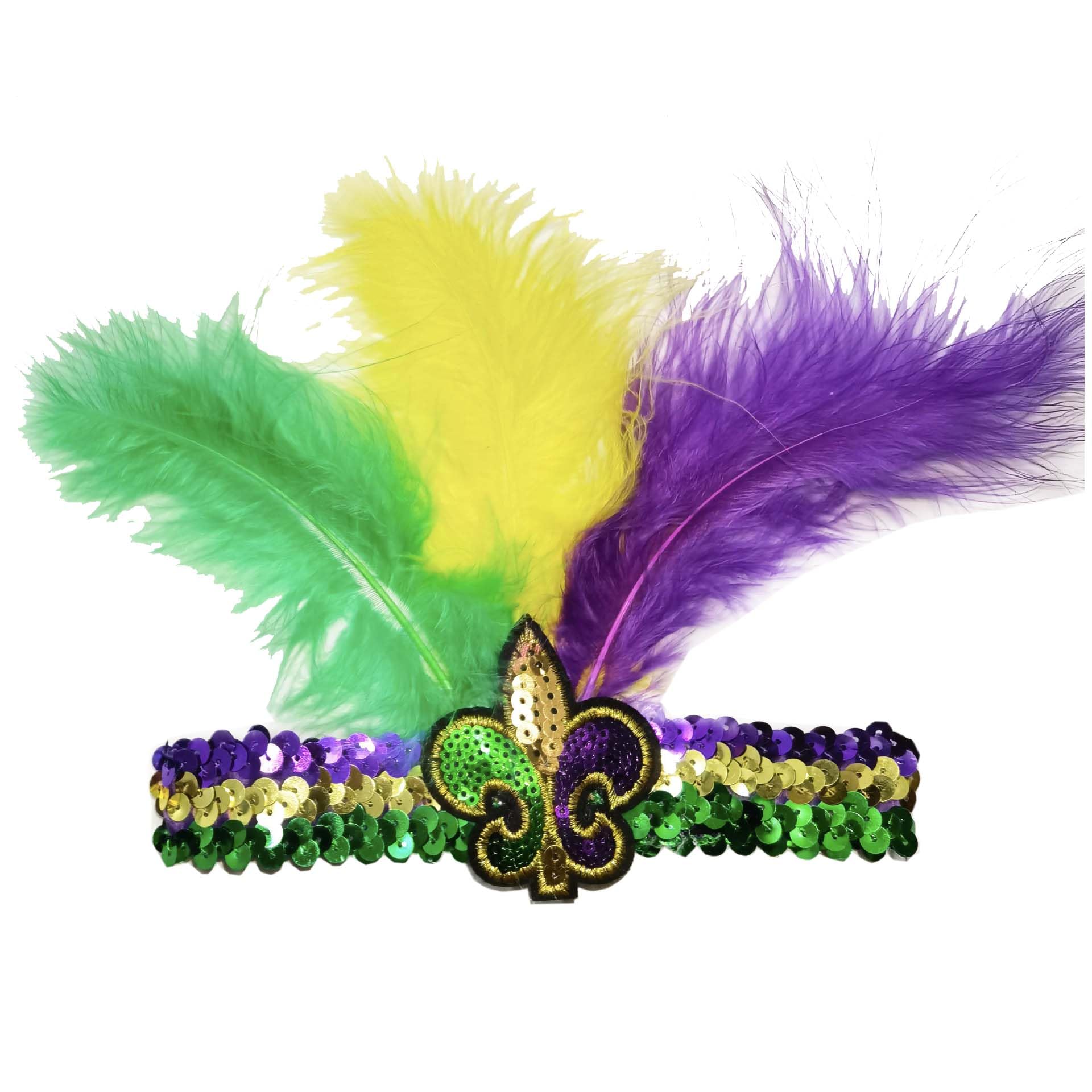 Patiky Mardi Gras Feather Headband Sequins Glitter Hair Band for Adult Women Men Mardi Gras Hair Band Halloween Costume Hair Accessories TSFD14 (