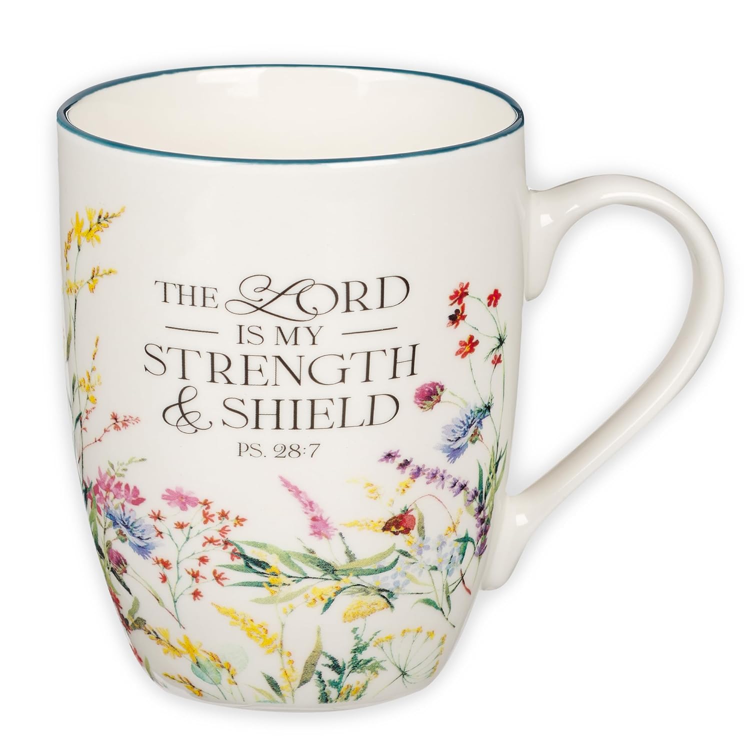 Christian Art Gifts Inspirational Ceramic Coffee Tea Scripture Mug for Women Lord is My Strength Encouraging Bible Verse