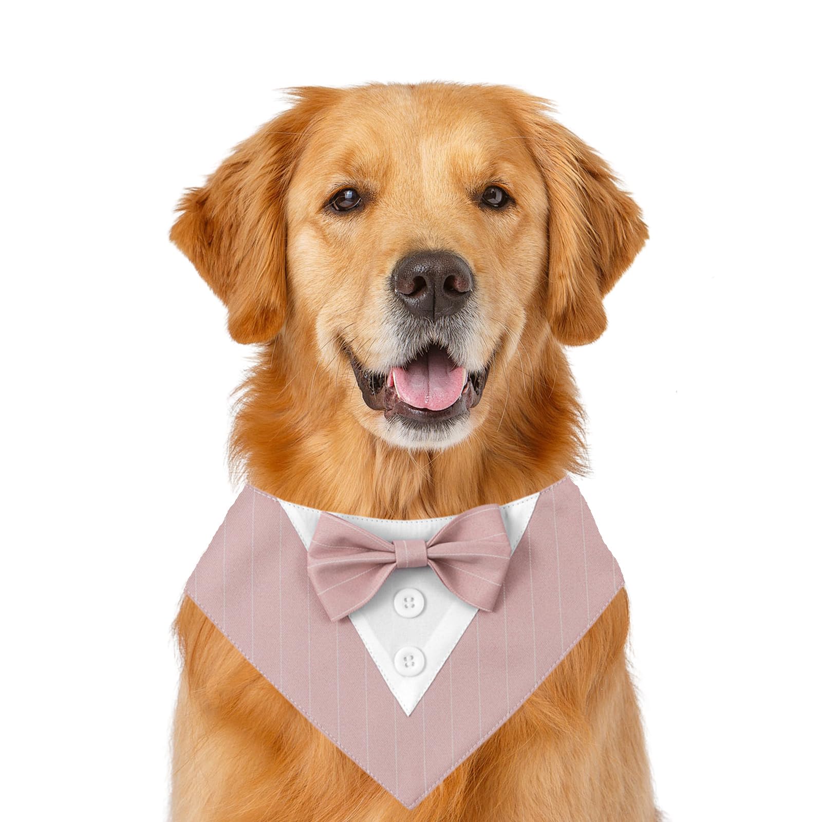 Dog Wedding Bandana,Formal Pet Tuxedo Bow Tie Triangular Scarf Adjustable Dog Birthday Party Bib Valentines Bowtie Scarf_XS(Pink Stripe)
