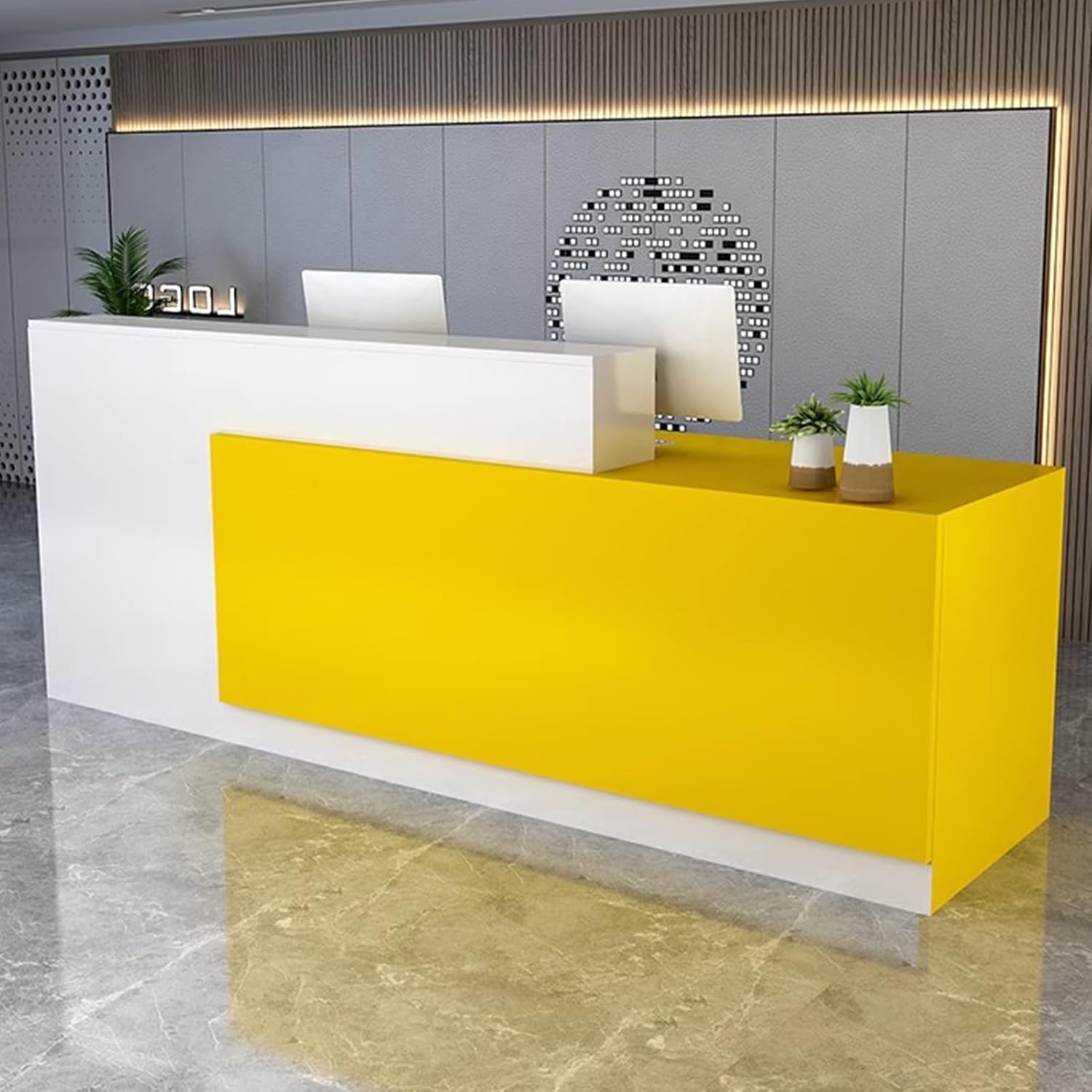 Reception Desk with Counter, Front Desk Reception with Lockable Drawers, Reception Room Table, Wooden Reception Counter Desk, for Checkout Office/Beauty Salon/Lobby(Green R,120cm/47.2in)