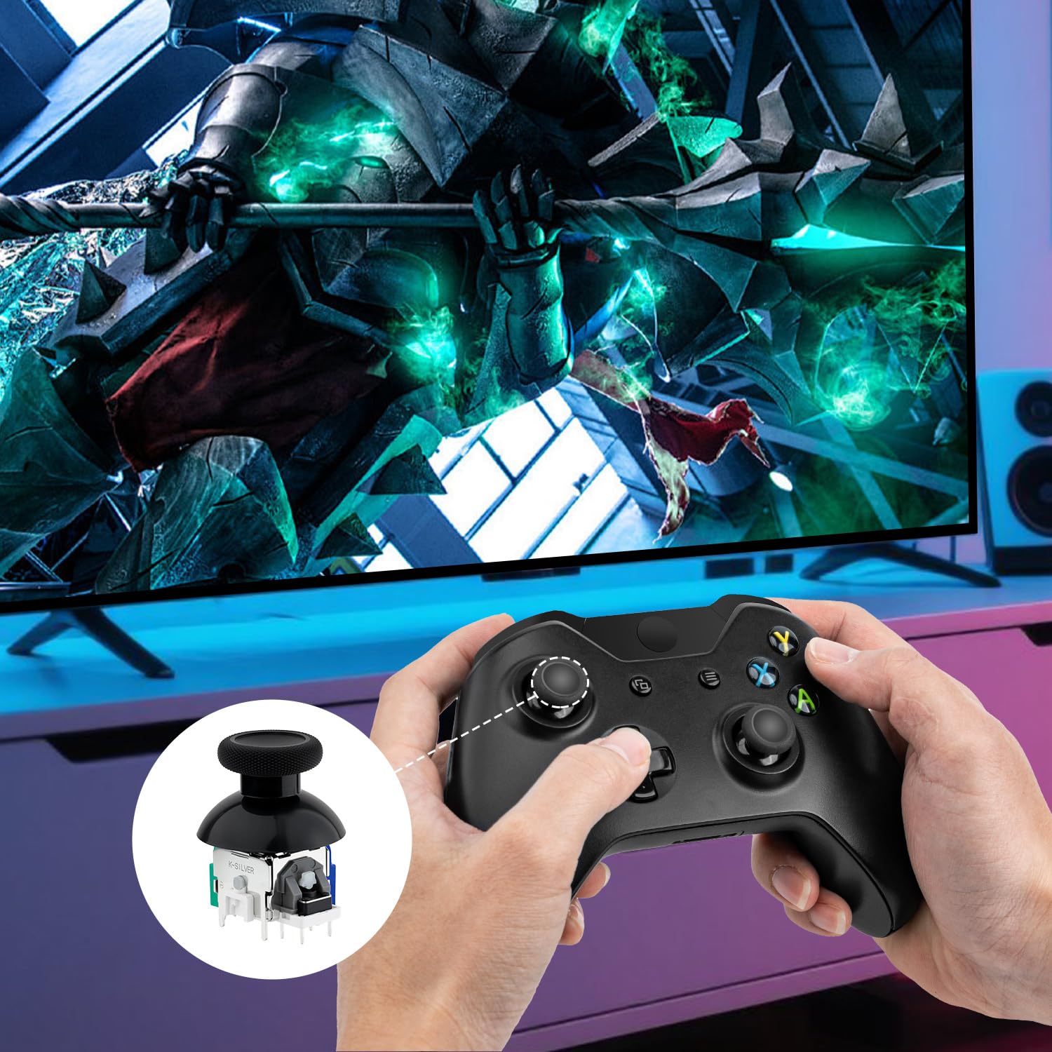 Mcbazel Hall Effect Analog Joystick Kit de Reparación de Repuesto para Mando Xbox Series X&S/One/One X/One S, con Thumbsticks de Repuesto y Kit de Reparación
