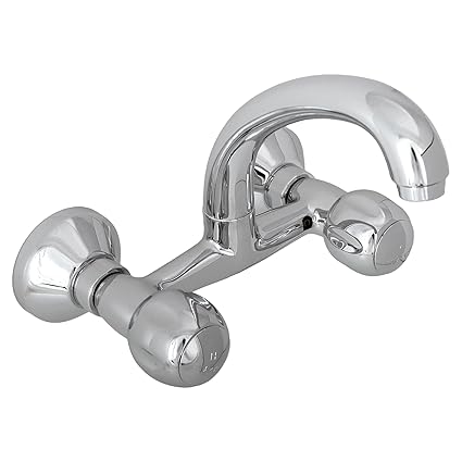 JAQUAR Clarion Series Wall Mounted HOT and Cold Basin Mixer (Chrome) | Half Turn, Brass Body Water Tap/Faucet/Cock for Bathroom/Kitchen Wash Basin | CQT-CHR-23309