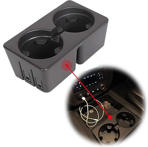 Miniatura 9 de ECOTRIC Portavasos compatible con Chevy Silverado Avalanche Tahoe Sierra Suburban Yukon 2007-2014, repuesto para consola central 19154712 inserto de