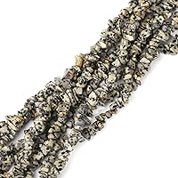 Vista 2 de LAIDANLA Dalmation Spot 400 piezas Cuentas de Piedra Natural Chip de 0.197-0.315 pulgadas Cristal Curativo Gemas Irregulares Perforadas DIY Piedras