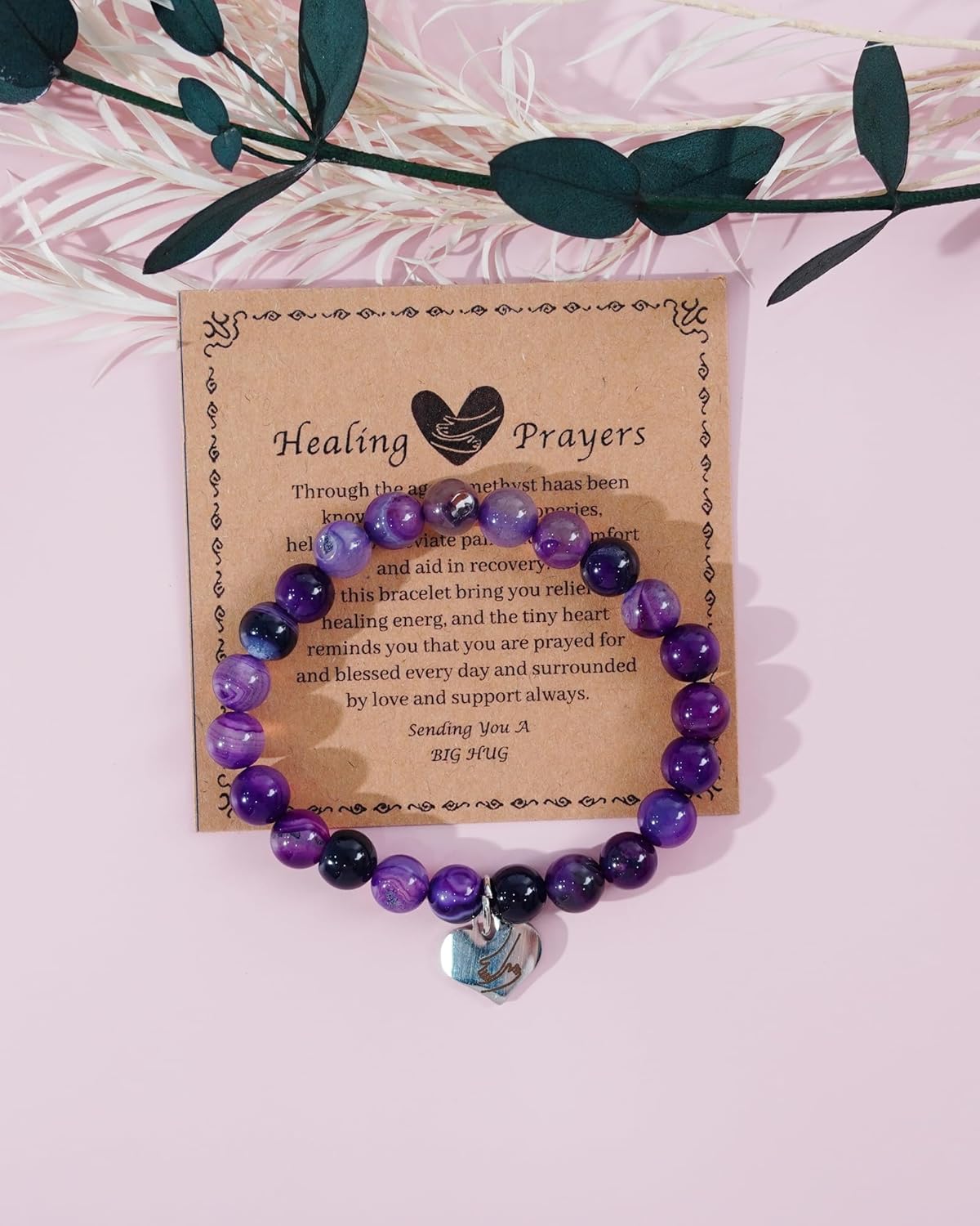 Healing Bracelets for Women Get Well Soon Gifts for Her Natural Stone Amethyst Bracelet Inspirational Encouragement Gifts for Patients Friends Sister Mother Grandmother - Image 6