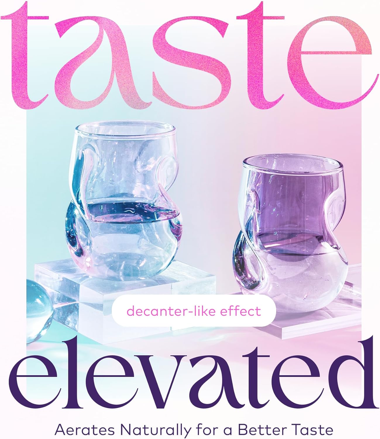 Dragon Glassware Stemless Wine Glasses - 16 oz Stemless Wine Glass Set with Finger Indentations - Set of 2 Iridescent Glassware - Aerates Naturally - Image 3