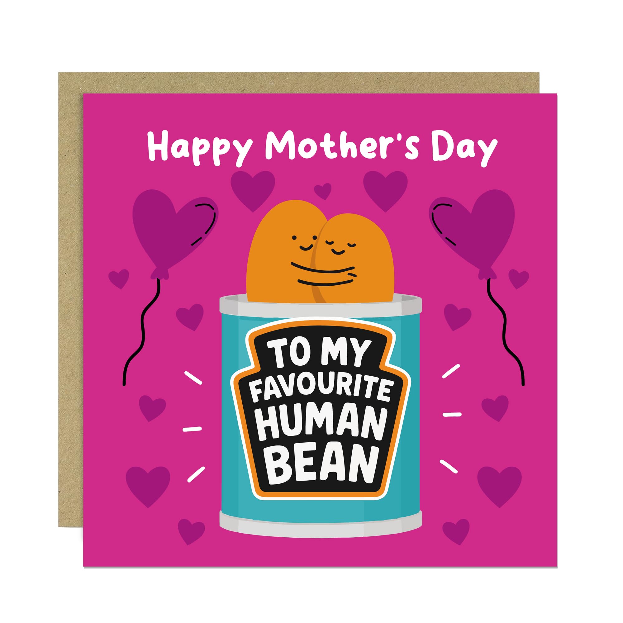 RED OCEAN Funny Mother's Day Card For Mum - Humourous Cards For Mothers Day, Human Bean Novelty Cards For Mum From Daughter Son, 145x145mm With Kraft Envelope