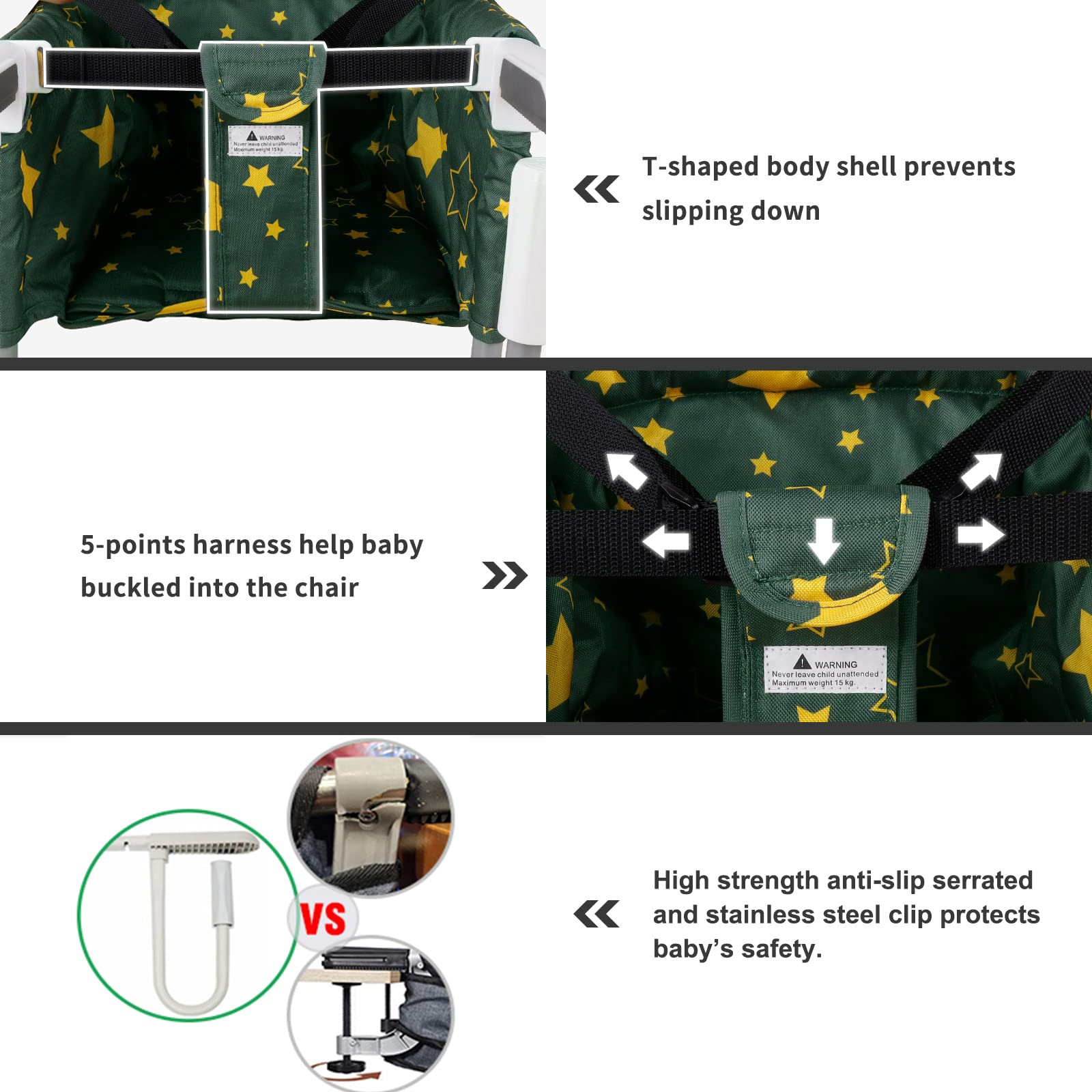 Teglu Seggiolino da Tavolo Bambini Portatile Pappa, Sediolina da Tavolo per Bambini Baby Pieghevole con Cintura di Sicurezza per Viaggio(da 6 a 36 mesi,15KG)