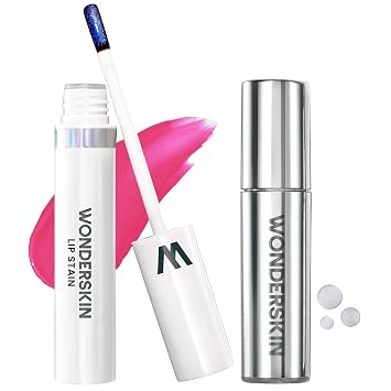 Wonderskin Lip Stain Peel Off Masque Neon Rose with Lip Rehab Serum Oil