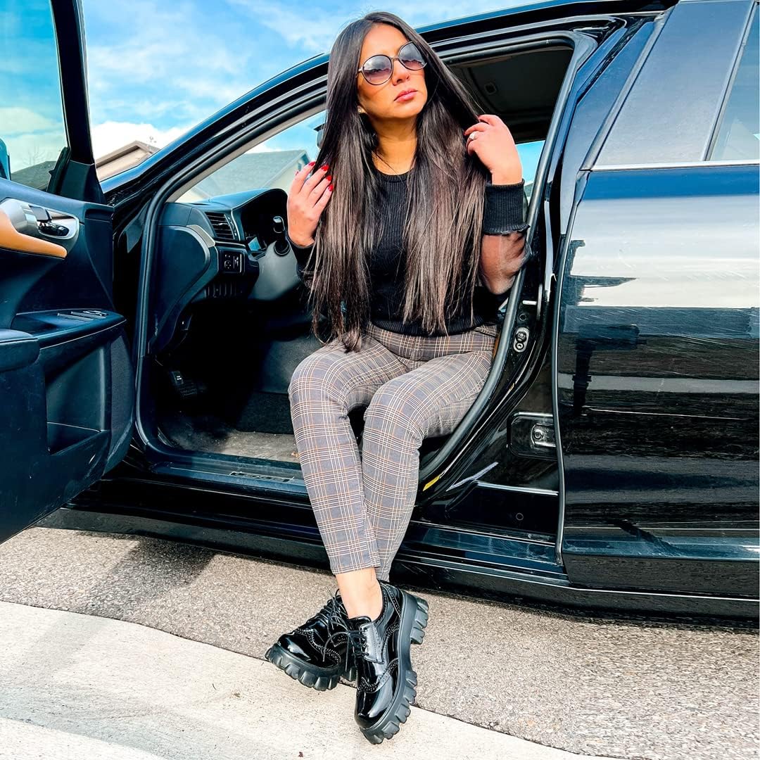 KOKOMOMO Womens Platform Oxford Shoes Chunky Platform Loafers Goth Buckle Shoes - Image 3