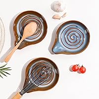 Vista 9 de Reposacharas para Estufa, Soporte Grande de Cerámica para Cucharas para Encimera de Cocina, Reposo para Utensilios de Cocina Resistente al Calor