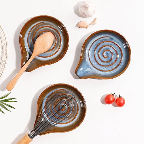 Miniatura 9 de ANTIS'S HOME - Soporte para cuchara grande de cerámica para encimera de cocina, resistente al calor, apto para lavavajillas, 5.1 pulgadas (azul)