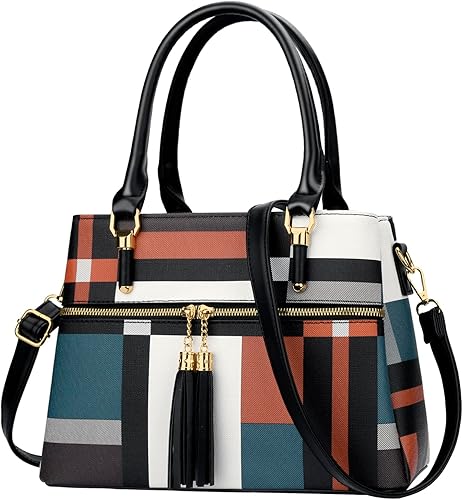 KKXIU Bolsos tipo satchel para mujer con asa, bolsos de hombro y carteras con bolsillos y cremallera, bolsos cruzados de cuero